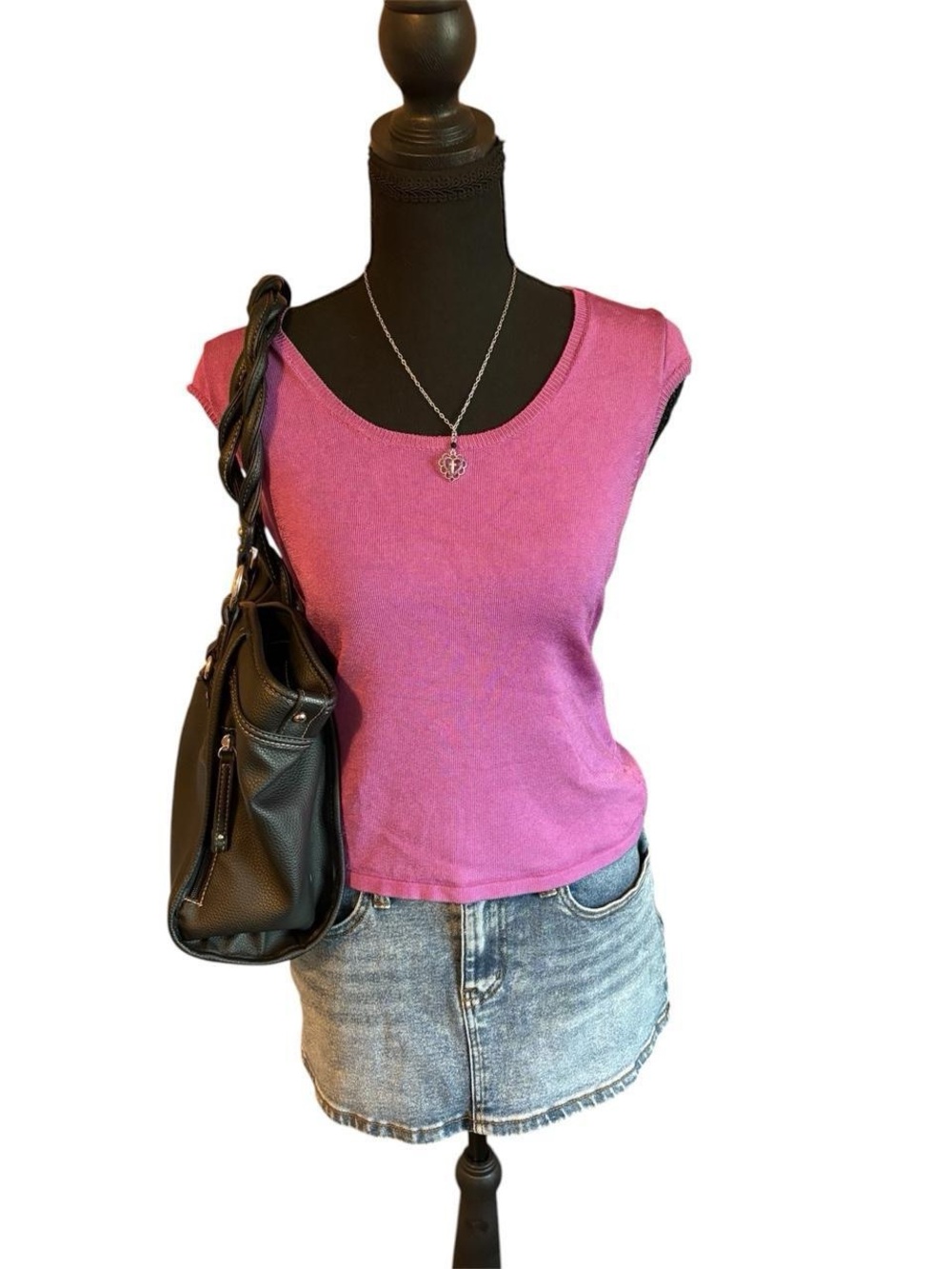 Vintage Talbots Bright Pink Sleeveless Fitted Top, Size Petite Small